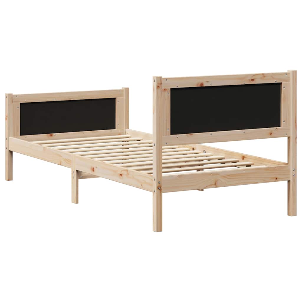 Bed frame Brown and light grey 90 x 200 cm Solid pine wood